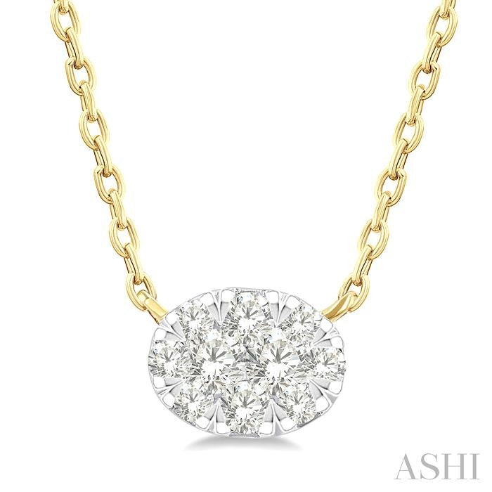 ASHI Oval Shape East-West Lovebright Petite Diamond Fashion Pendant 643T8PPTGPDYG-OV