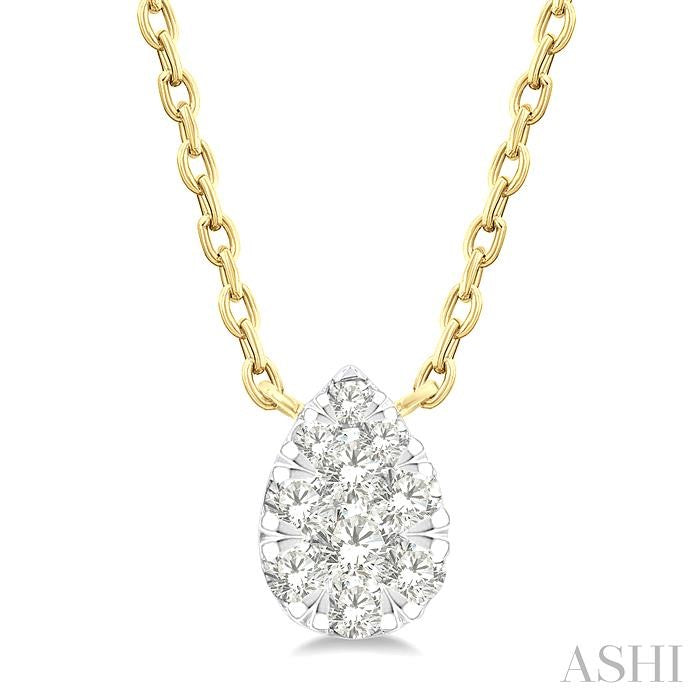 ASHI Pear Shape Lovebright Petite Diamond Fashion Pendant 643T8PPTGPDYG-PR
