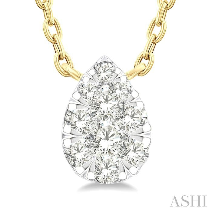 ASHI Pear Shape Lovebright Petite Diamond Fashion Pendant 643T8PPTGPDYG-PR