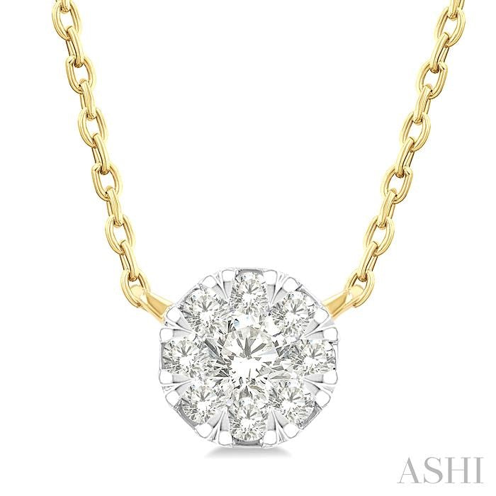 ASHI Round Shape Lovebright Petite Diamond Fashion Pendant 643T8PPTGPDYG-RD