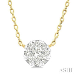 ASHI Round Shape Lovebright Petite Diamond Fashion Pendant 643T8PPTGPDYG-RD