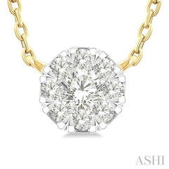 ASHI Round Shape Lovebright Petite Diamond Fashion Pendant 643T8PPTGPDYG-RD