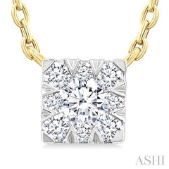 ASHI Princess Shape Lovebright Petite Diamond Fashion Pendant 643T8PPTGPDYG-SQ