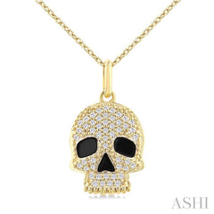 ASHI Skull Petite Diamond Fashion Pendant 643U8PPTSPDYG