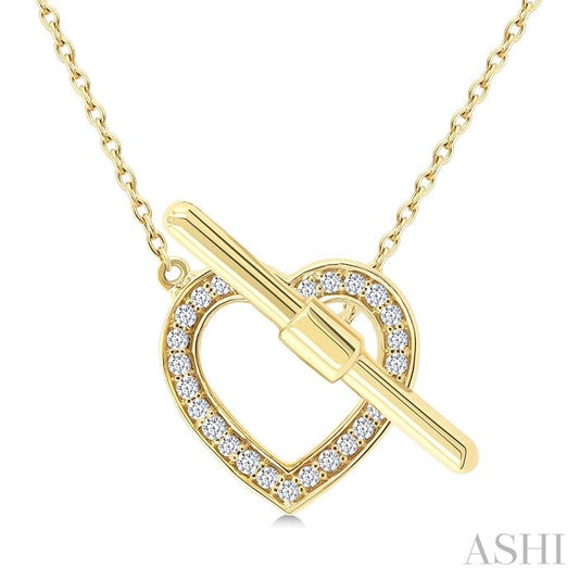 ASHI Heart Toggle Petite Diamond Fashion Necklace 643W0PPTSNKYG-HT