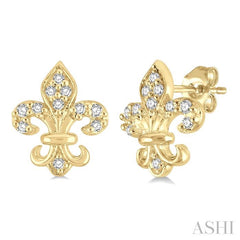 ASHI Fleur De Lis Petite Diamond Fashion Earrings 644C9PPTSERYG