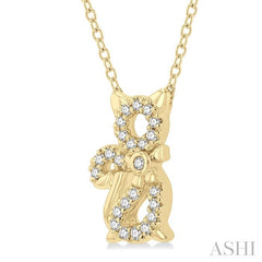 ASHI Cat Petite Diamond Fashion Pendant 644E8PPTSPDYG