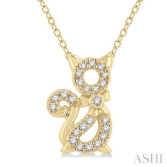 ASHI Cat Petite Diamond Fashion Pendant 644E8PPTSPDYG
