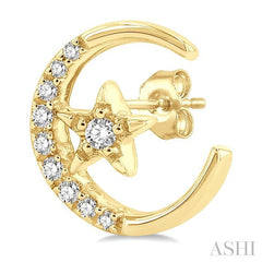ASHI Crescent Moon & Star Petite Diamond Fashion Earrings 644F8PPTSERYG