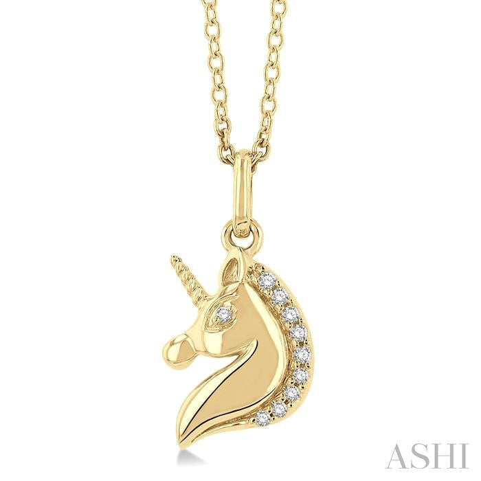 ASHI Unicorn Petite Diamond Fashion Pendant 644J9PPTSPDYG
