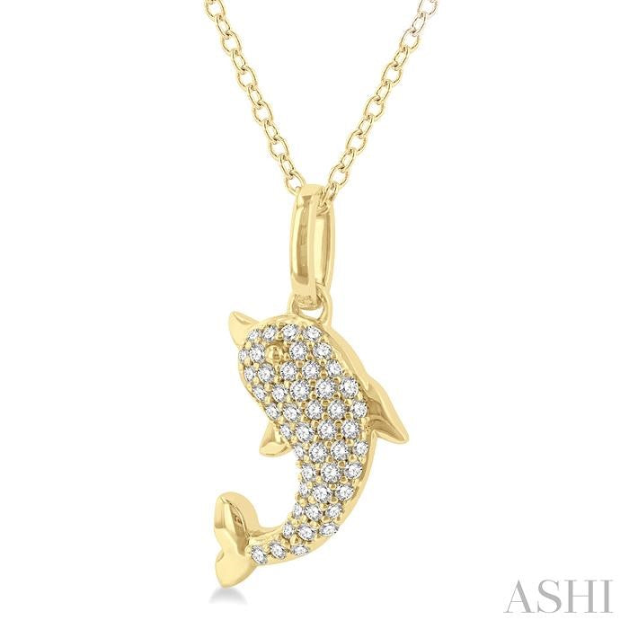 ASHI Dolphin Petite Diamond Fashion Pendant 644K8PPTSPDYG