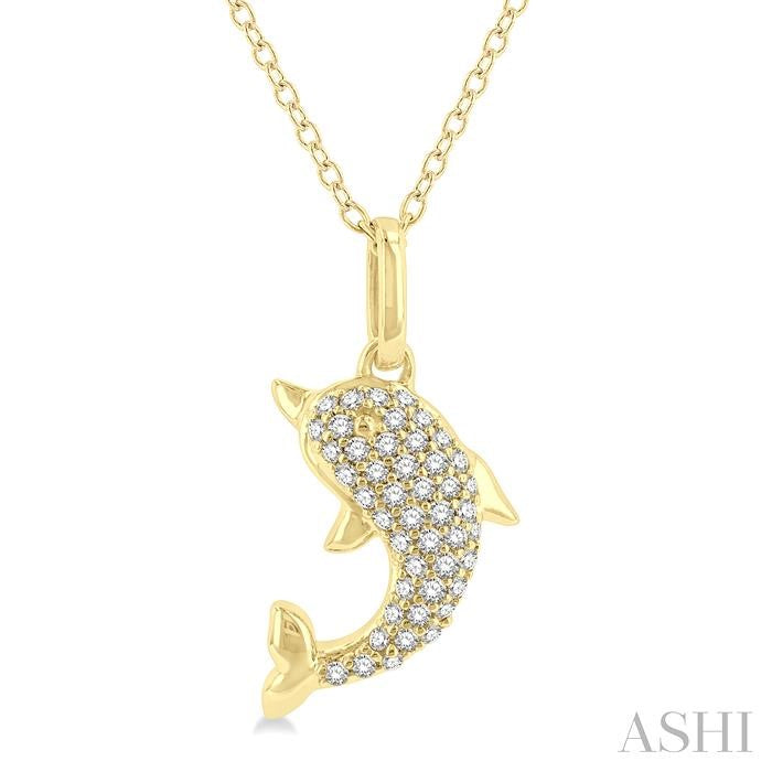 ASHI Dolphin Petite Diamond Fashion Pendant 644K8PPTSPDYG