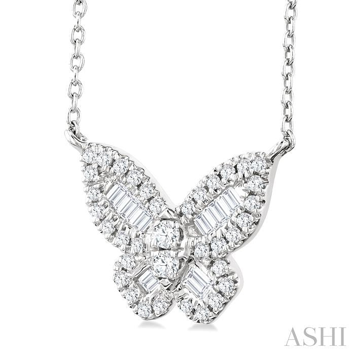 ASHI Butterfly Petite Baguette Diamond Fashion Pendant 644Q5PPFGPDWG