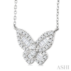 ASHI Butterfly Petite Baguette Diamond Fashion Pendant 644Q5PPFGPDWG