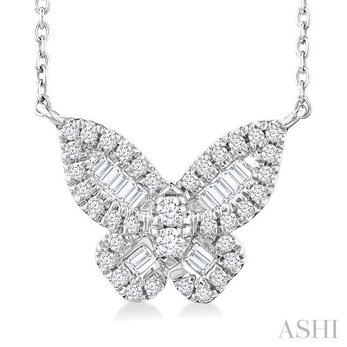 ASHI Butterfly Petite Baguette Diamond Fashion Pendant 644Q5PPFGPDWG