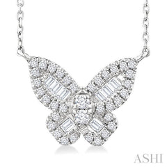 ASHI Butterfly Petite Baguette Diamond Fashion Pendant 644Q5PPFGPDWG