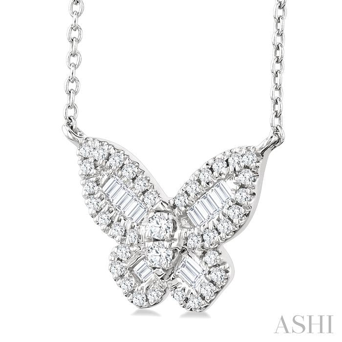 ASHI Butterfly Petite Baguette Diamond Fashion Pendant 644Q5PPTGPDWG