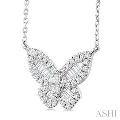 ASHI Butterfly Petite Baguette Diamond Fashion Pendant 644Q5PPTGPDWG