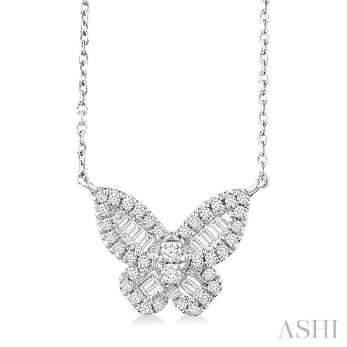 ASHI Butterfly Petite Baguette Diamond Fashion Pendant 644Q5PPTGPDWG