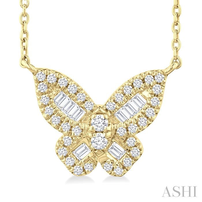 ASHI Butterfly Petite Baguette Diamond Fashion Pendant 644Q5PPTGPDYG