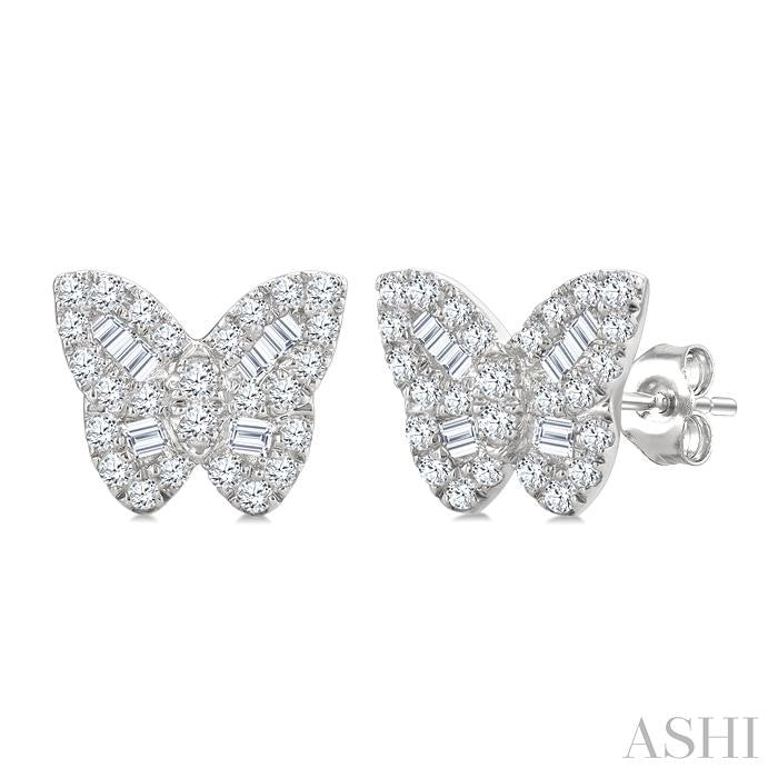 ASHI Butterfly Petite Baguette Diamond Fashion Earrings 644Q6PPTGERWG