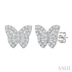 ASHI Butterfly Petite Baguette Diamond Fashion Earrings 644Q6PPTGERWG