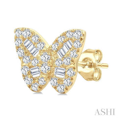 ASHI Butterfly Petite Baguette Diamond Fashion Earrings 644Q6PPTGERYG