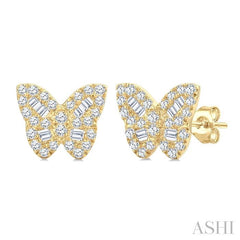 ASHI Butterfly Petite Baguette Diamond Fashion Earrings 644Q6PPTGERYG