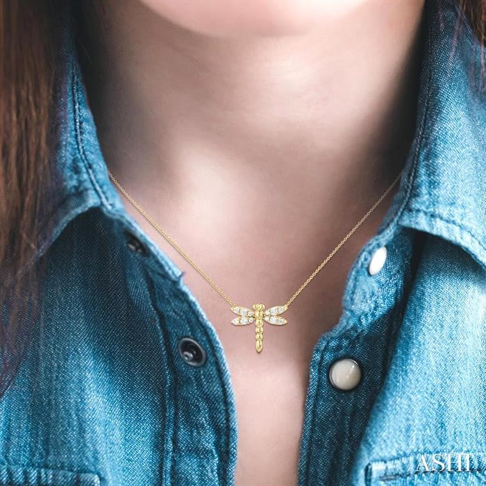 ASHI Dragonfly Petite Diamond Fashion Pendant 644R8PPTGPDYG