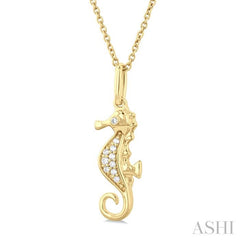 ASHI Seahorse Petite Diamond Fashion Pendant 644S9PPTSPDYG