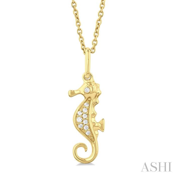 ASHI Seahorse Petite Diamond Fashion Pendant 644S9PPTSPDYG