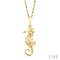 ASHI Seahorse Petite Diamond Fashion Pendant 644S9PPTSPDYG