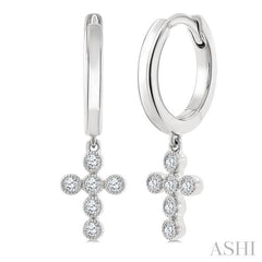 ASHI Cross Petite Diamond Huggie Fashion Earrings 644V8PPTSERWG