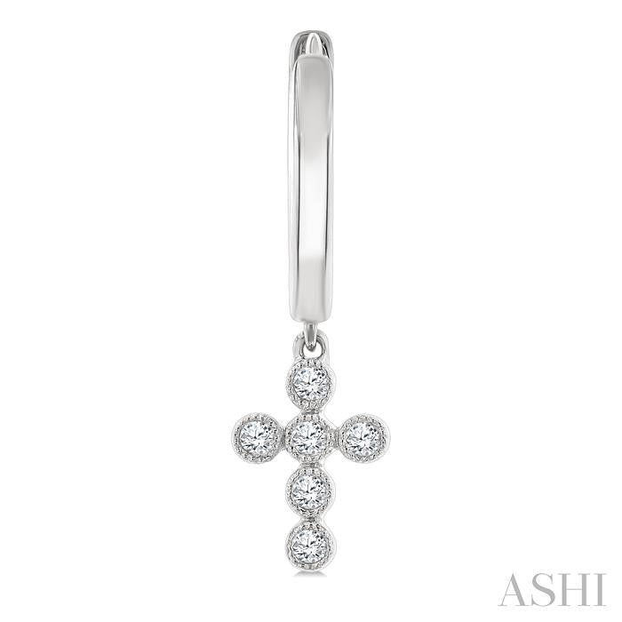 ASHI Cross Petite Diamond Huggie Fashion Earrings 644V8PPTSERWG