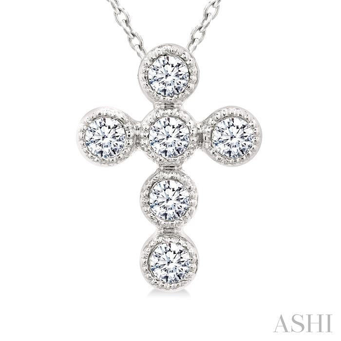 ASHI Cross Bezel Set Petite Diamond Fashion Pendant 644V9PPTGPDWG