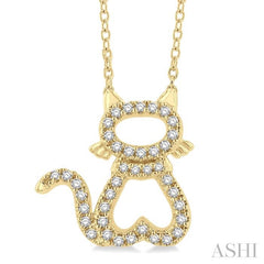 ASHI Cat Petite Diamond Fashion Pendant 645E8PPTSPDYG