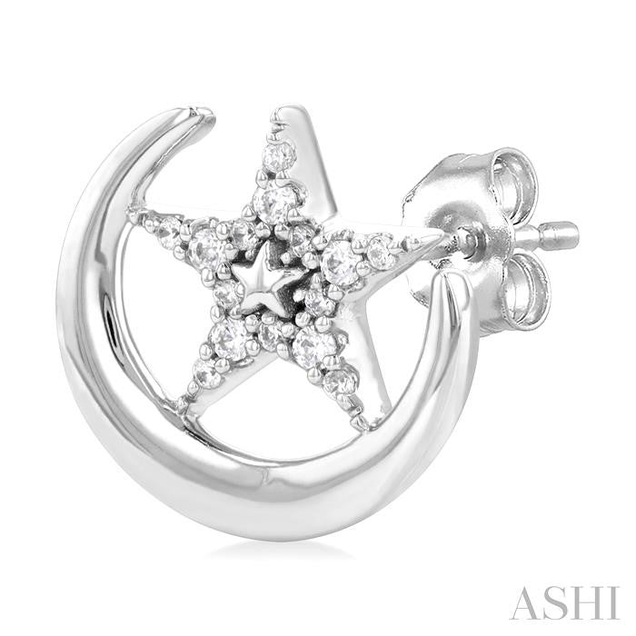 ASHI Crescent Moon & Star Petite Diamond Fashion Earrings 645F8PPTSERWG