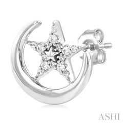 ASHI Crescent Moon & Star Petite Diamond Fashion Earrings 645F8PPTSERWG