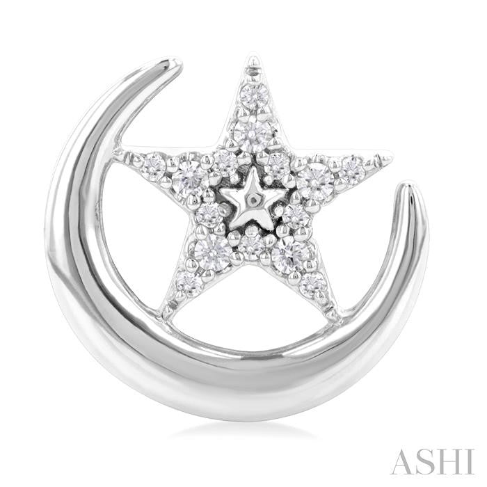 ASHI Crescent Moon & Star Petite Diamond Fashion Earrings 645F8PPTSERWG