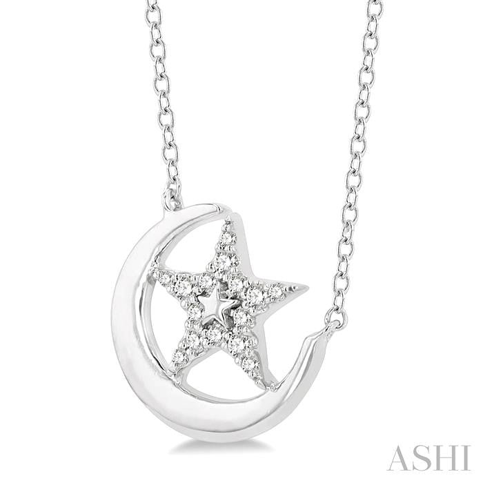 ASHI Crescent Moon & Star Petite Diamond Fashion Pendant 645F8PPTSPDWG