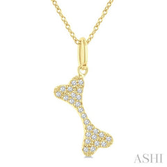 ASHI Dog Bone Petite Diamond Fashion Pendant 645H8PPTSPDYG