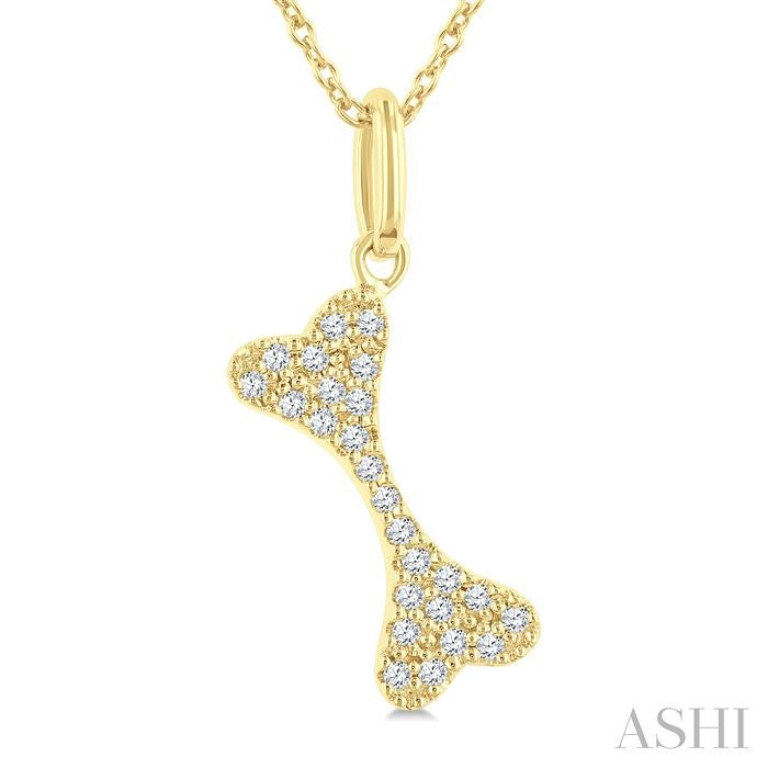 ASHI Dog Bone Petite Diamond Fashion Pendant 645H8PPTSPDYG