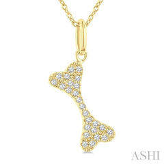 ASHI Dog Bone Petite Diamond Fashion Pendant 645H8PPTSPDYG