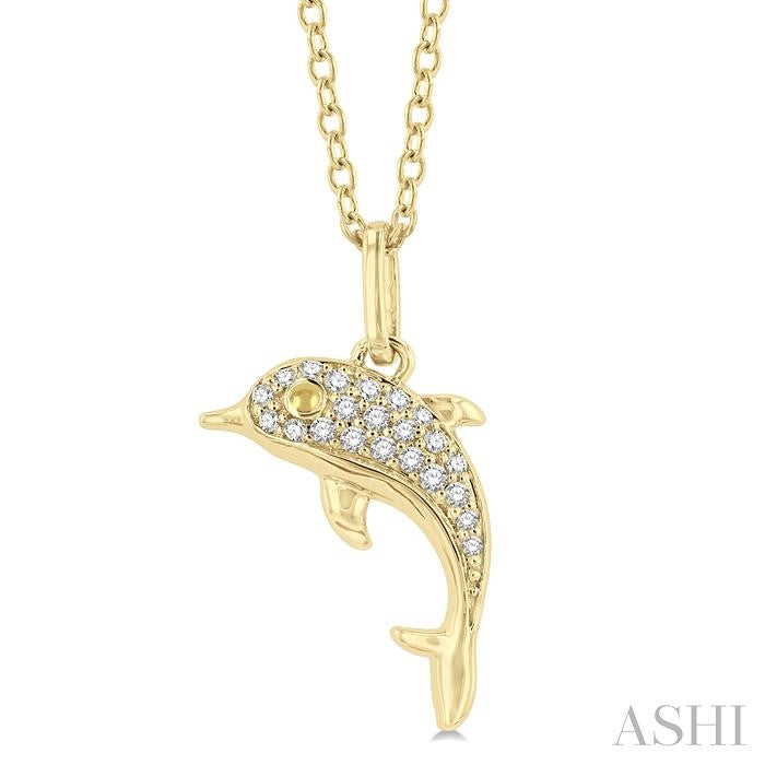 ASHI Dolphin Petite Diamond Fashion Pendant 645K9PPTSPDYG