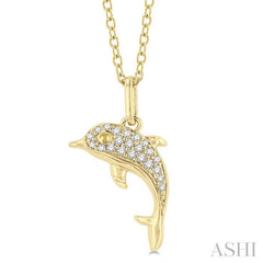 ASHI Dolphin Petite Diamond Fashion Pendant 645K9PPTSPDYG