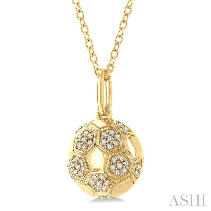 ASHI Soccer Ball Petite Diamond Fashion Pendant 645N8PPTSPDYG