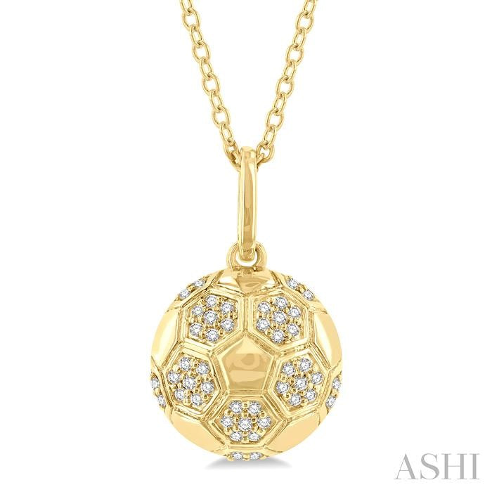 ASHI Soccer Ball Petite Diamond Fashion Pendant 645N8PPTSPDYG