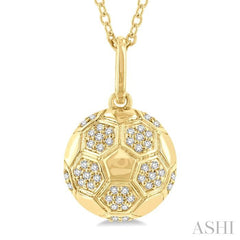 ASHI Soccer Ball Petite Diamond Fashion Pendant 645N8PPTSPDYG