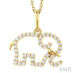 ASHI Elephant Petite Diamond Fashion Pendant 645R8PPTSPDYG