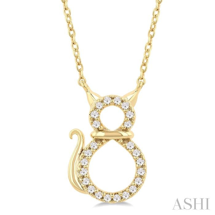 ASHI Cat Petite Diamond Fashion Pendant 645U8PPTSPDYG